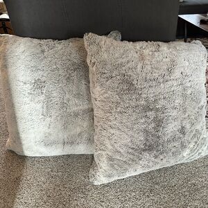 Set of 2 Hudson Park Grey Faux Fur Pillow